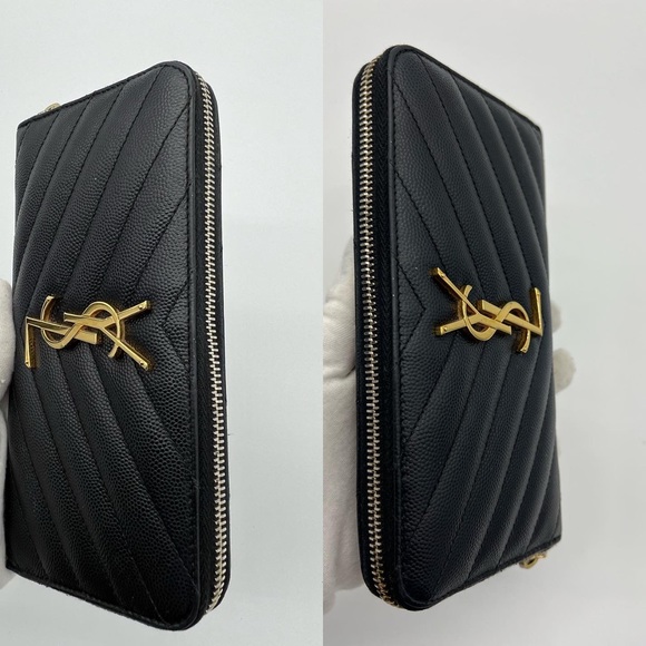 ❌SOLD❌Authentic Yves Saint Laurent zip around wallet in grain embossed calfskin - Picture 7 of 15
